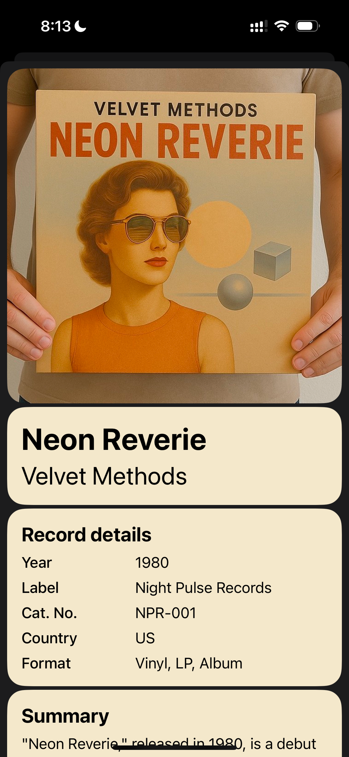 Deep Cuts analysis details screen